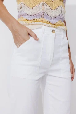 Promod Pantalon skinny en coton Femme - Ecru Discount