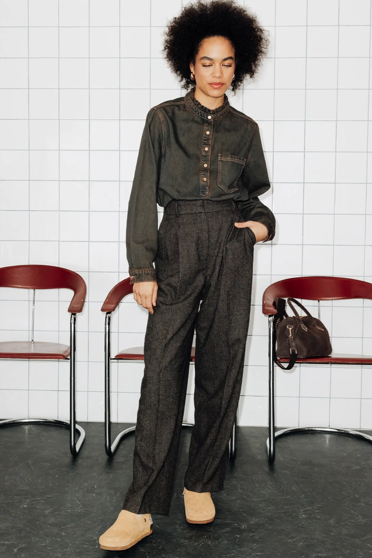 Promod Pantalon tweedé Femme - Imprimé marron Imprimémarron Best