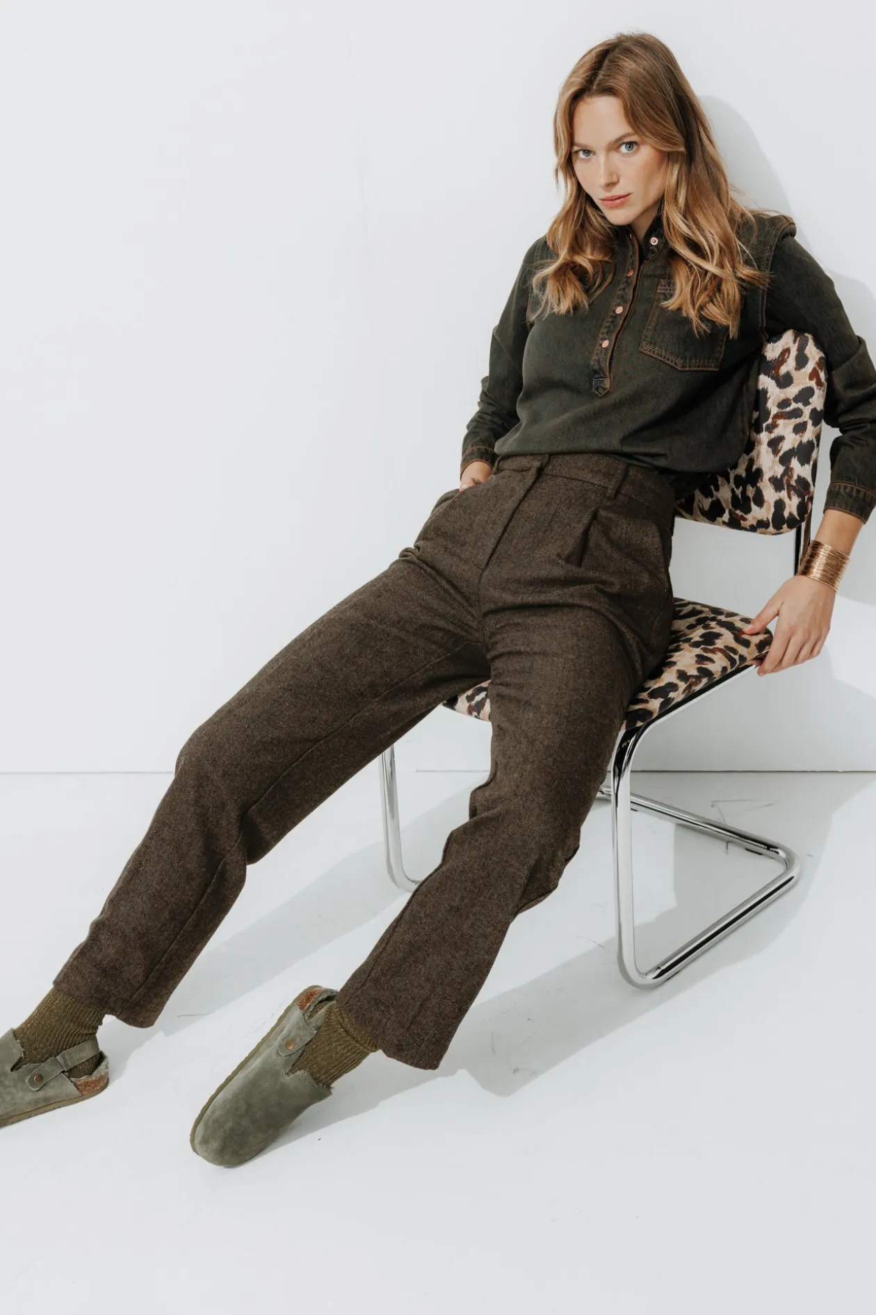 Promod Pantalon tweedé Femme - Imprimé marron Imprimémarron Best