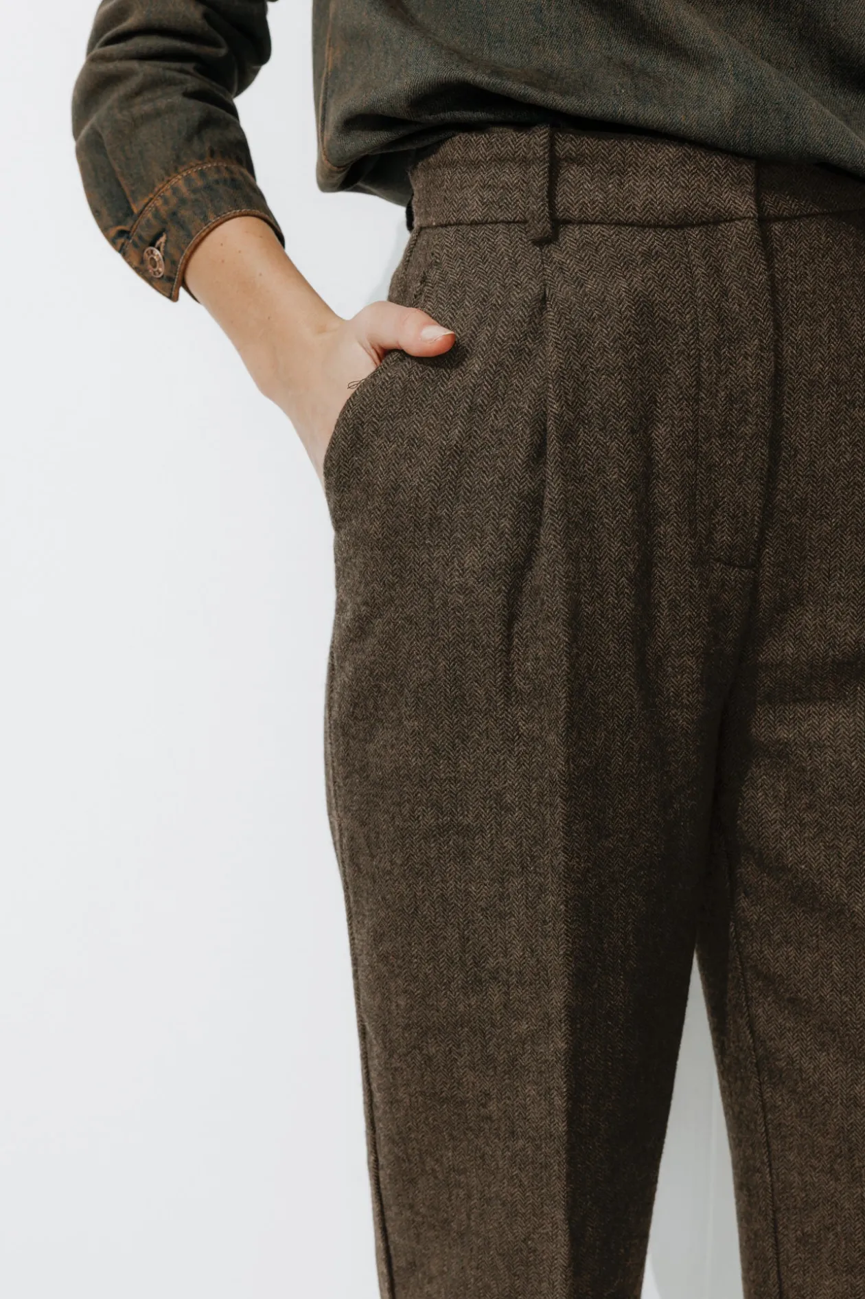 Promod Pantalon tweedé Femme - Imprimé marron Imprimémarron Best