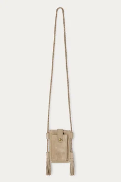 Promod Pochette en cuir suédé Femme - Ecru Flash Sale