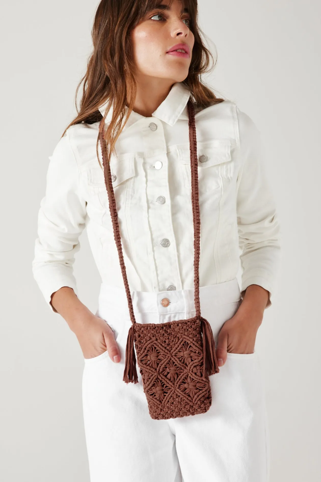 Promod Pochette en macramé Femme - Rose Online