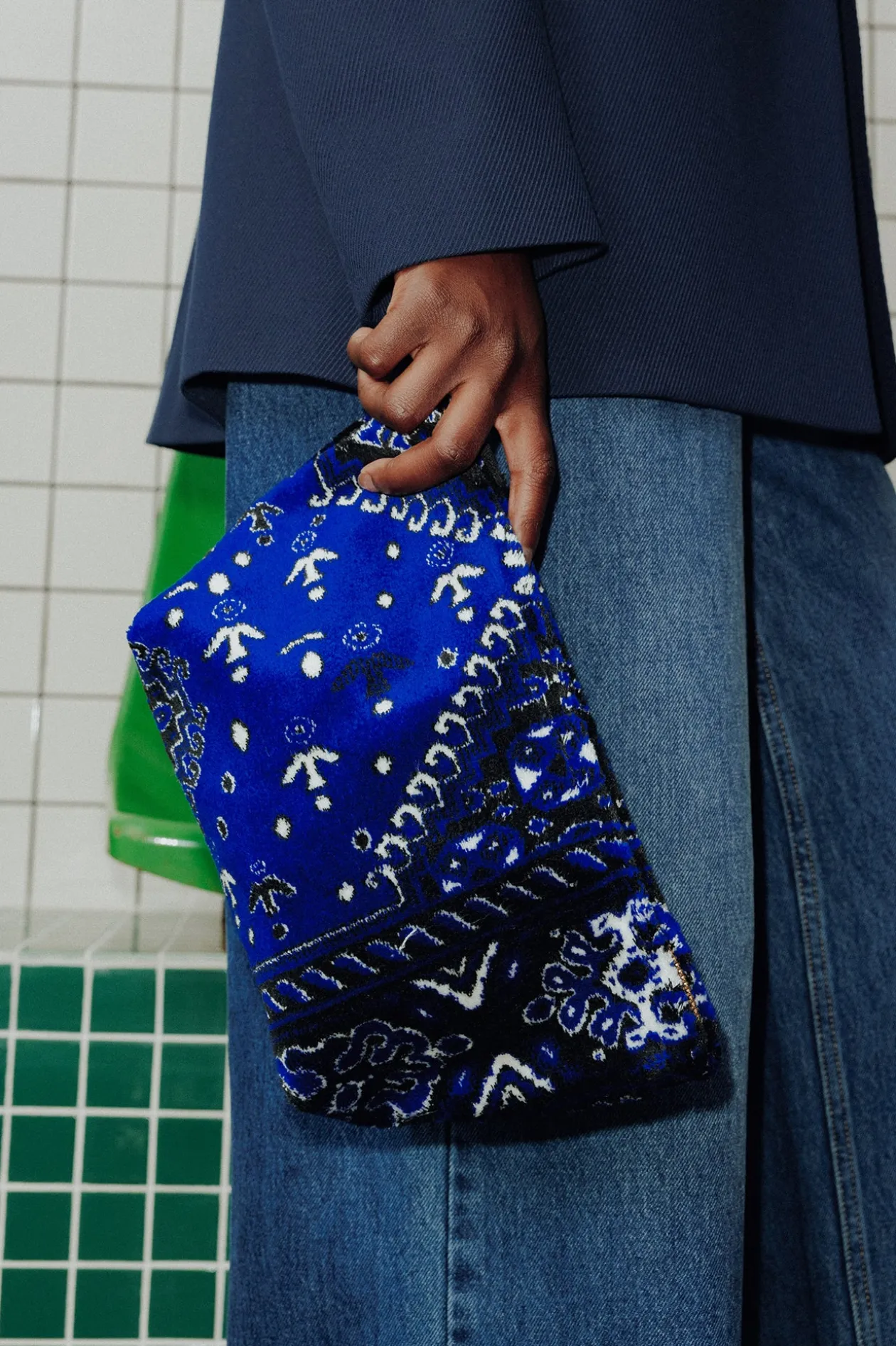 Promod Pochette en velours LALLA - Bleu Best Sale