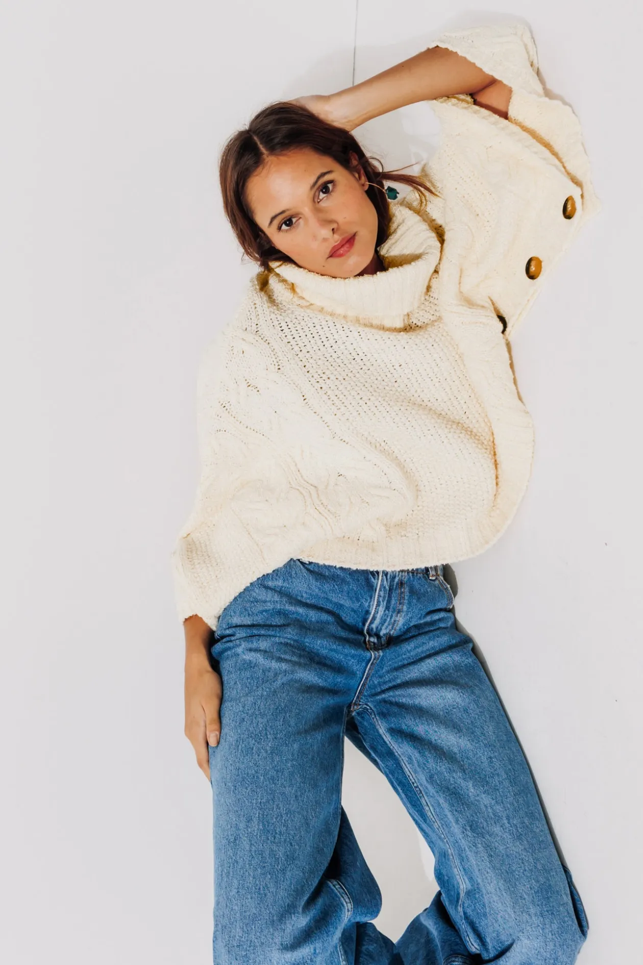 Promod Poncho à col roulé Femme - Ecru Store