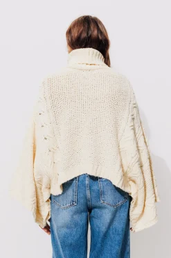 Promod Poncho à col roulé Femme - Ecru Store