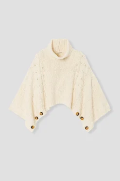Promod Poncho à col roulé Femme - Ecru Store