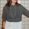 Promod Pull à effet superposé Femme - Gris clair Grisclair Discount