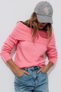 Promod Pull col Bardot Femme - Rose Hot