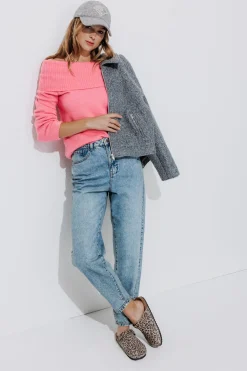 Promod Pull col Bardot Femme - Rose Hot