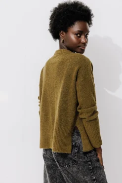 Promod Pull col rond Femme - Vert olive Vertolive Sale