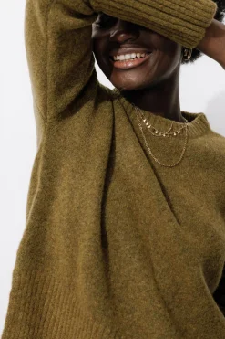 Promod Pull col rond Femme - Vert olive Vertolive Sale