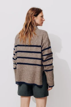 Promod Pull col rond marinière - Rayé marine Rayémarine Sale