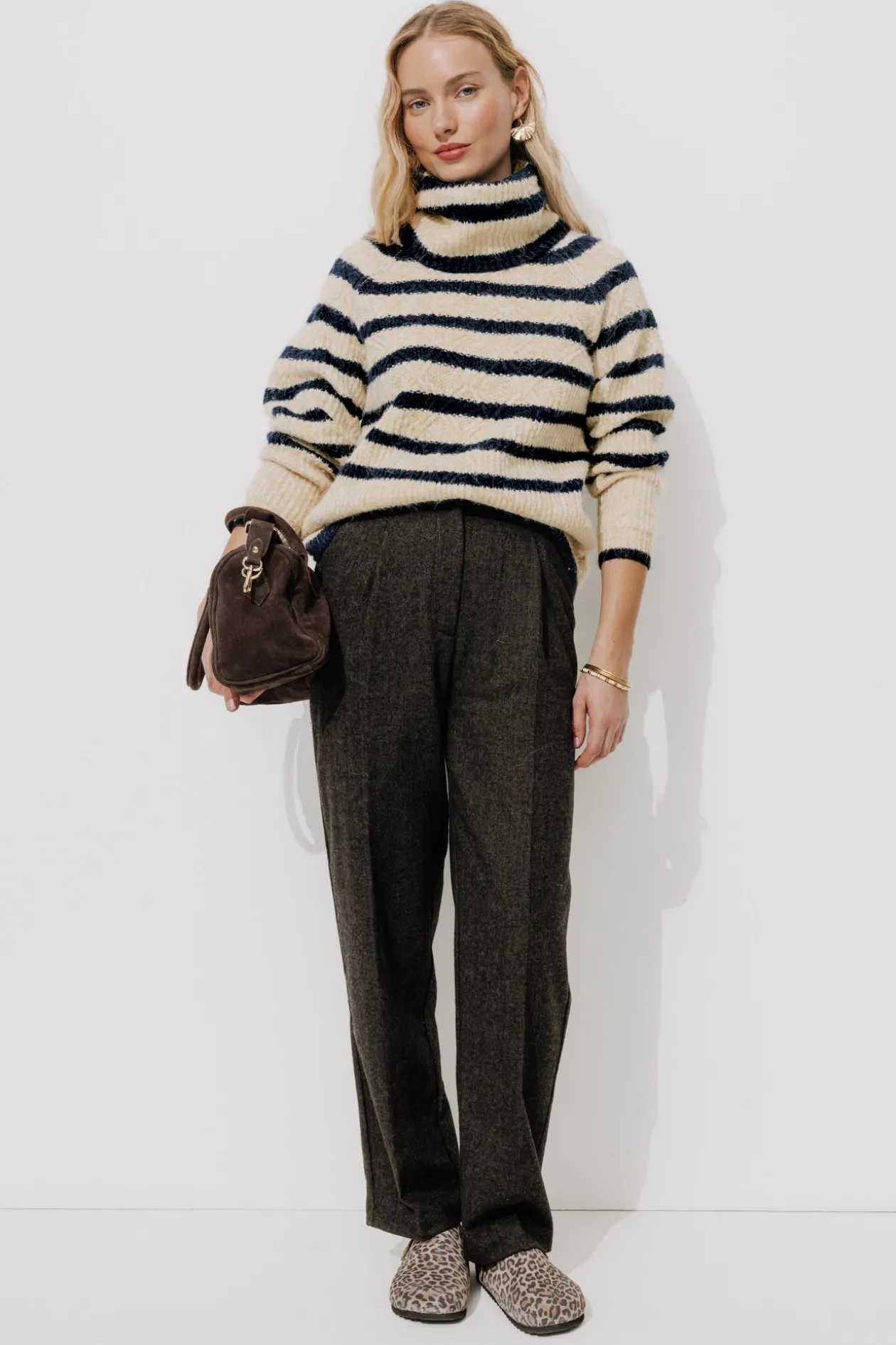 Promod Pull col roulé marinière Femme - Rayé marine Rayémarine Store
