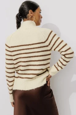 Promod Pull col roulé marinière Femme - Rayé écru Rayéécru Discount