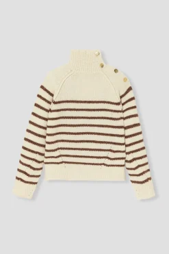 Promod Pull col roulé marinière Femme - Rayé écru Rayéécru Discount