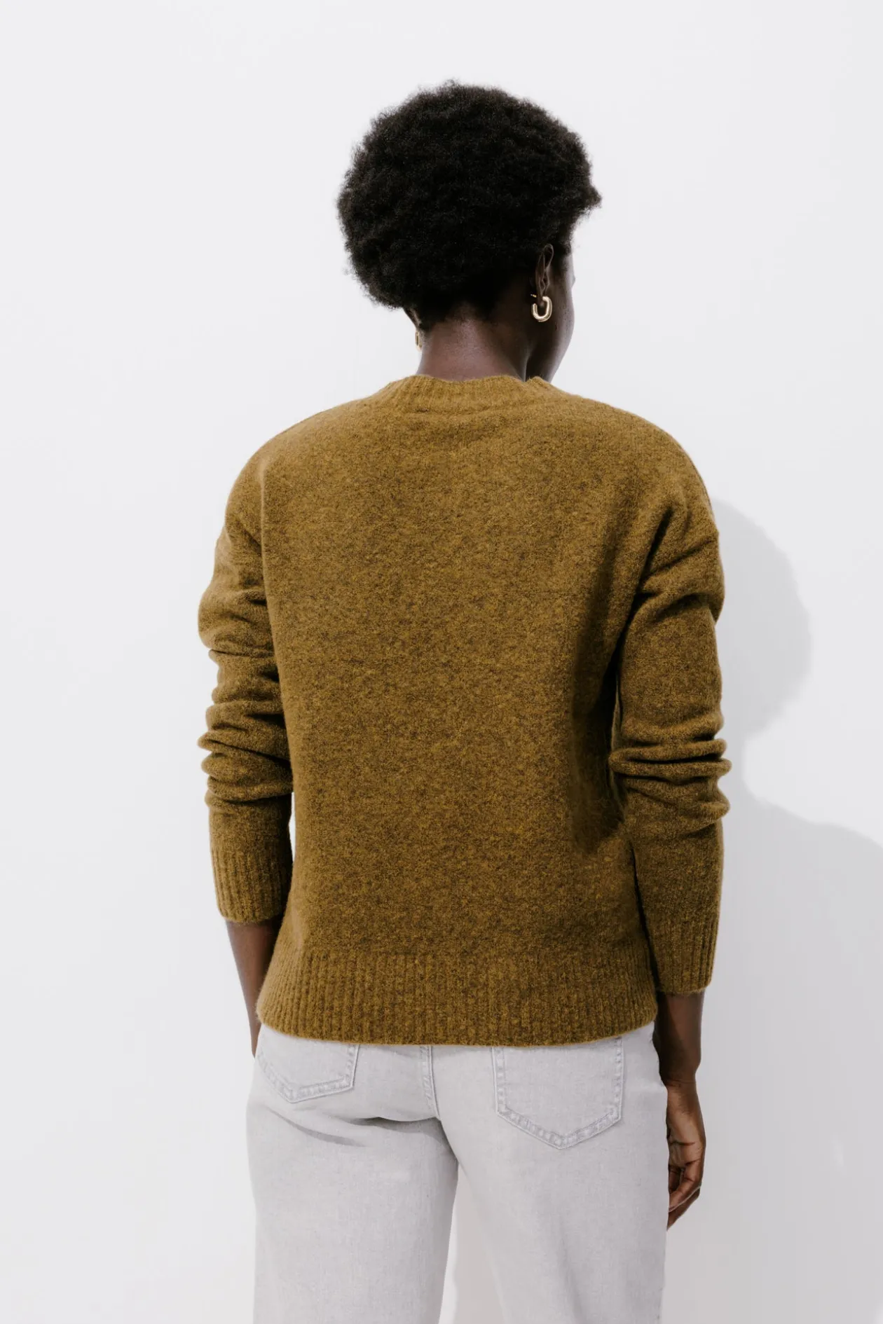 Promod Pull col V détail dentelle - Vert olive Vertolive Clearance