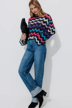 Promod Pull court rayé Femme - Rayures multicolores Rayuresmulticolores Discount
