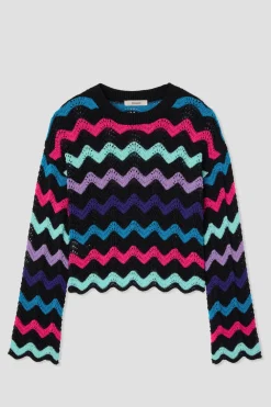 Promod Pull court rayé Femme - Rayures multicolores Rayuresmulticolores Discount