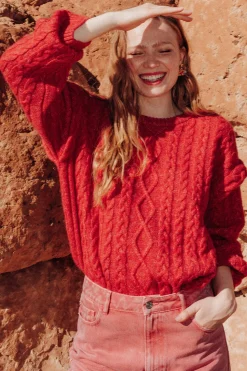 Promod Pull court torsadé Femme - Rouge Cheap