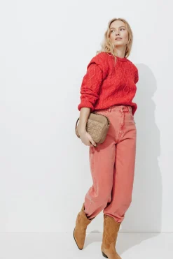 Promod Pull court torsadé Femme - Rouge Cheap