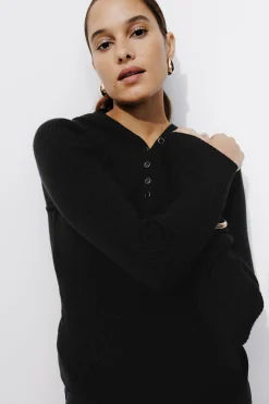 Promod Pull côtelé à capuche Femme - Noir Clearance
