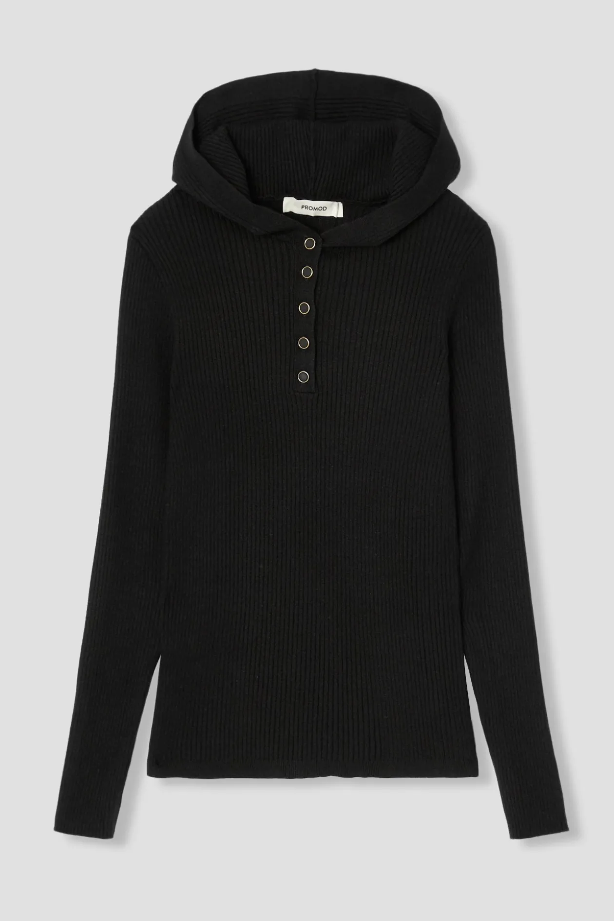 Promod Pull côtelé à capuche Femme - Noir Clearance