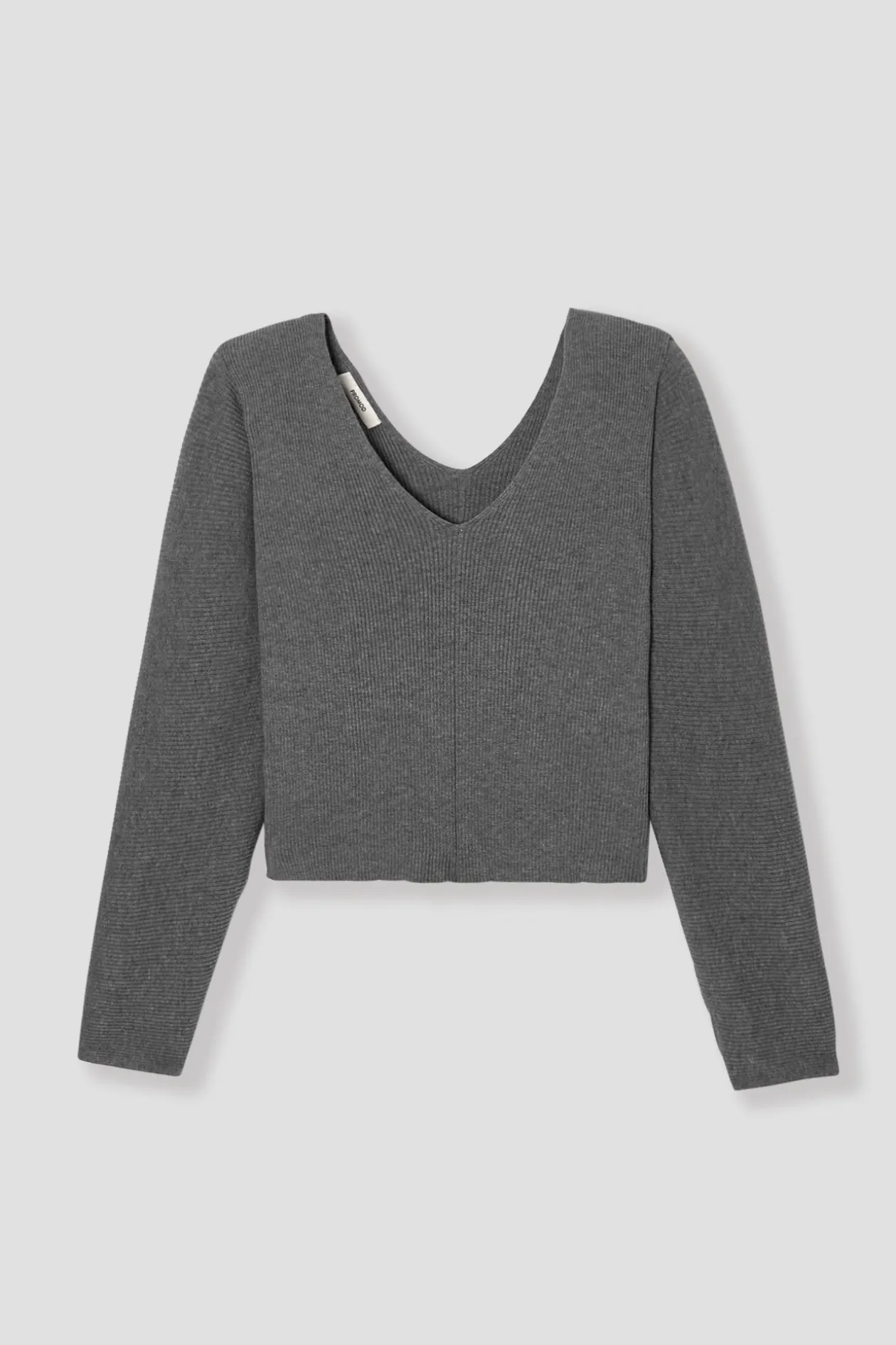 Promod Pull côtelé col V Femme - Gris clair Grisclair Outlet