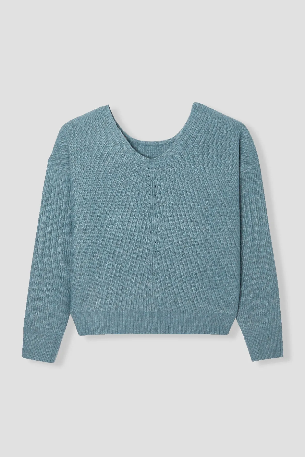 Promod Pull côtelé col V Femme - Gris bleu Grisbleu Best Sale