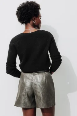 Promod Pull côtelé col V Femme - Noir Shop