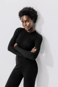 Promod Pull côtelé Femme - Noir Cheap