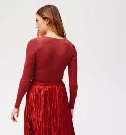 Promod Pull côtelé irisé Femme - Bordeaux Sale