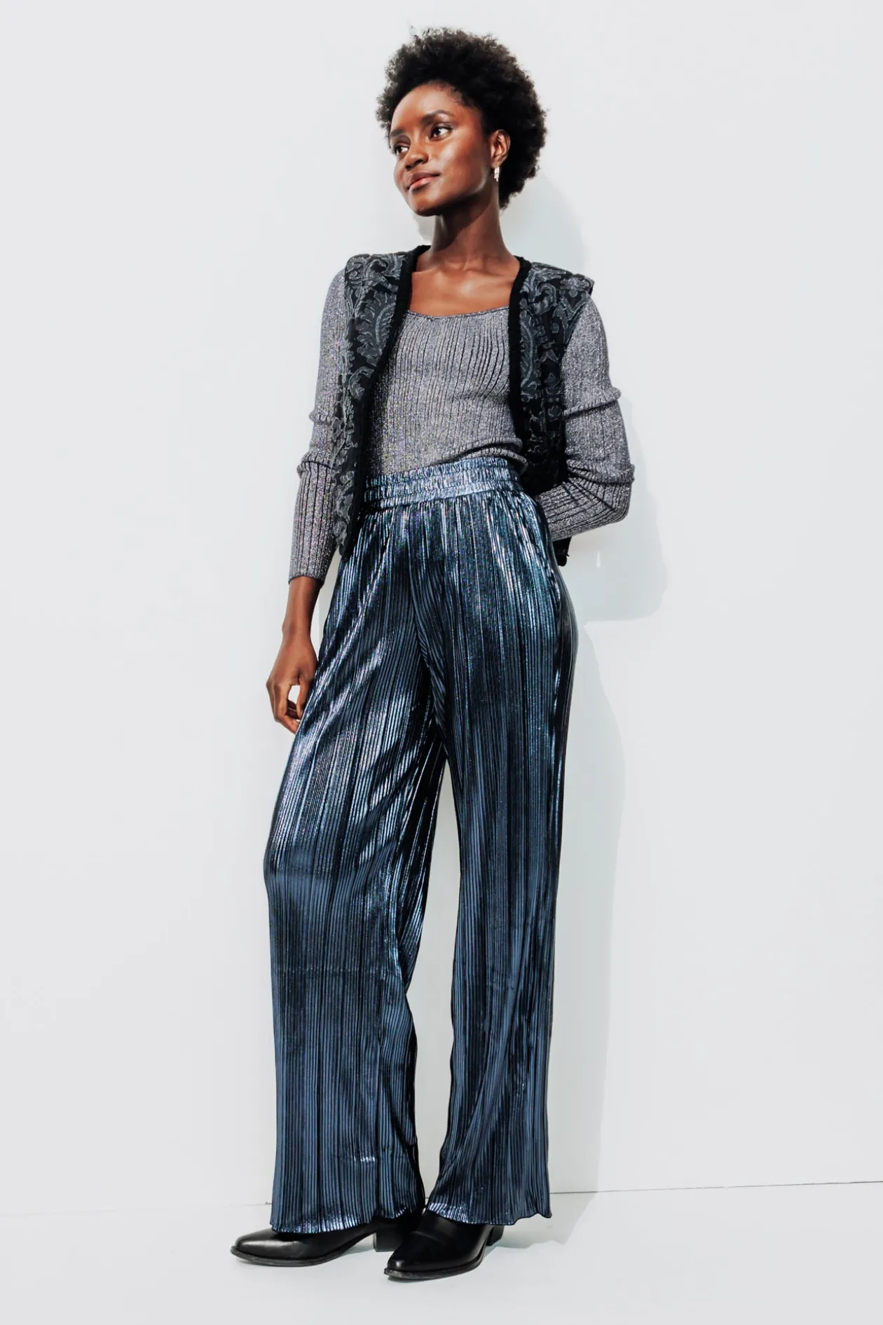 Promod Pull côtelé pailleté Femme - Bleu foncé Bleufoncé Best Sale