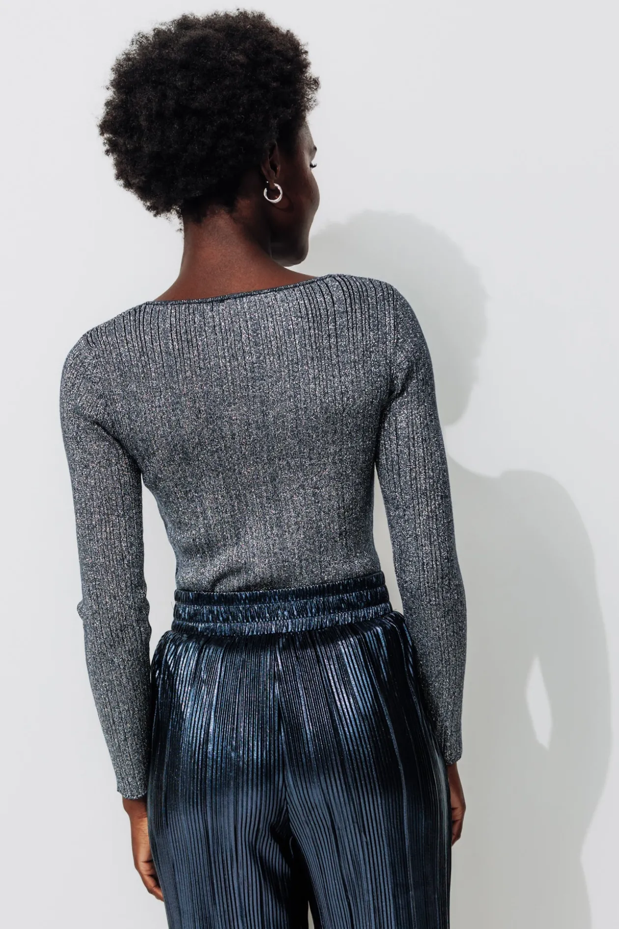 Promod Pull côtelé pailleté Femme - Bleu foncé Bleufoncé Best Sale