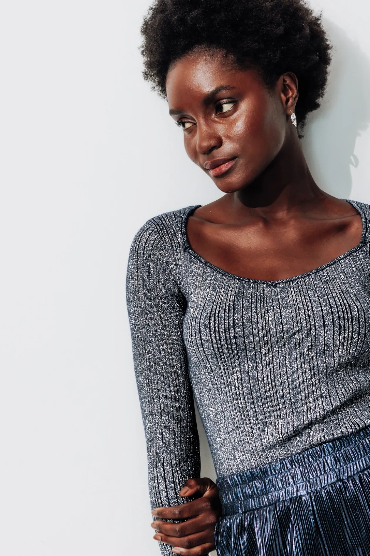 Promod Pull côtelé pailleté Femme - Bleu foncé Bleufoncé Best Sale