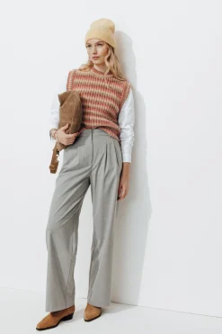 Promod Pull côtelé sans manches Femme - Imprimé rouge Imprimérouge Fashion