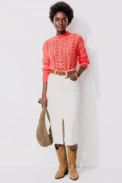 Promod Pull en maille ajourée Femme - Corail clair Corailclair Fashion