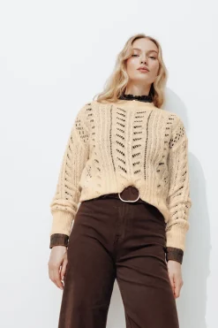 Promod Pull en maille ajourée Femme - Beige Cheap