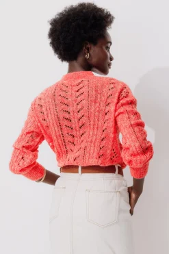 Promod Pull en maille ajourée Femme - Corail clair Corailclair Fashion