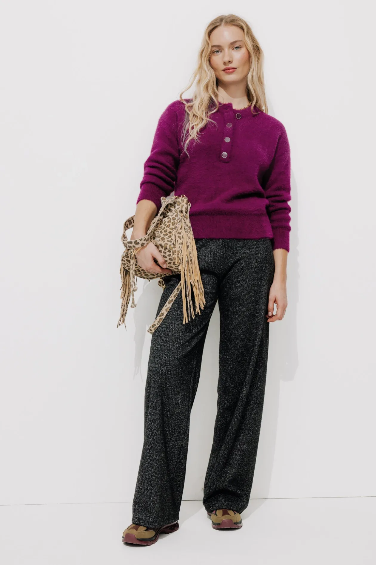 Promod Pull fluffy col rond Femme - Violet Store