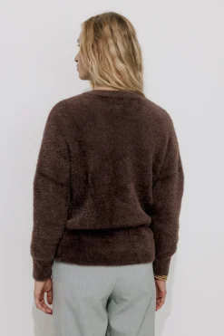 Promod Pull fluffy col rond Femme - Chocolat Best