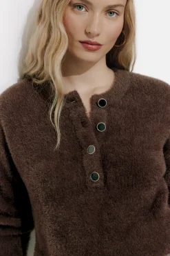 Promod Pull fluffy col rond Femme - Chocolat Best