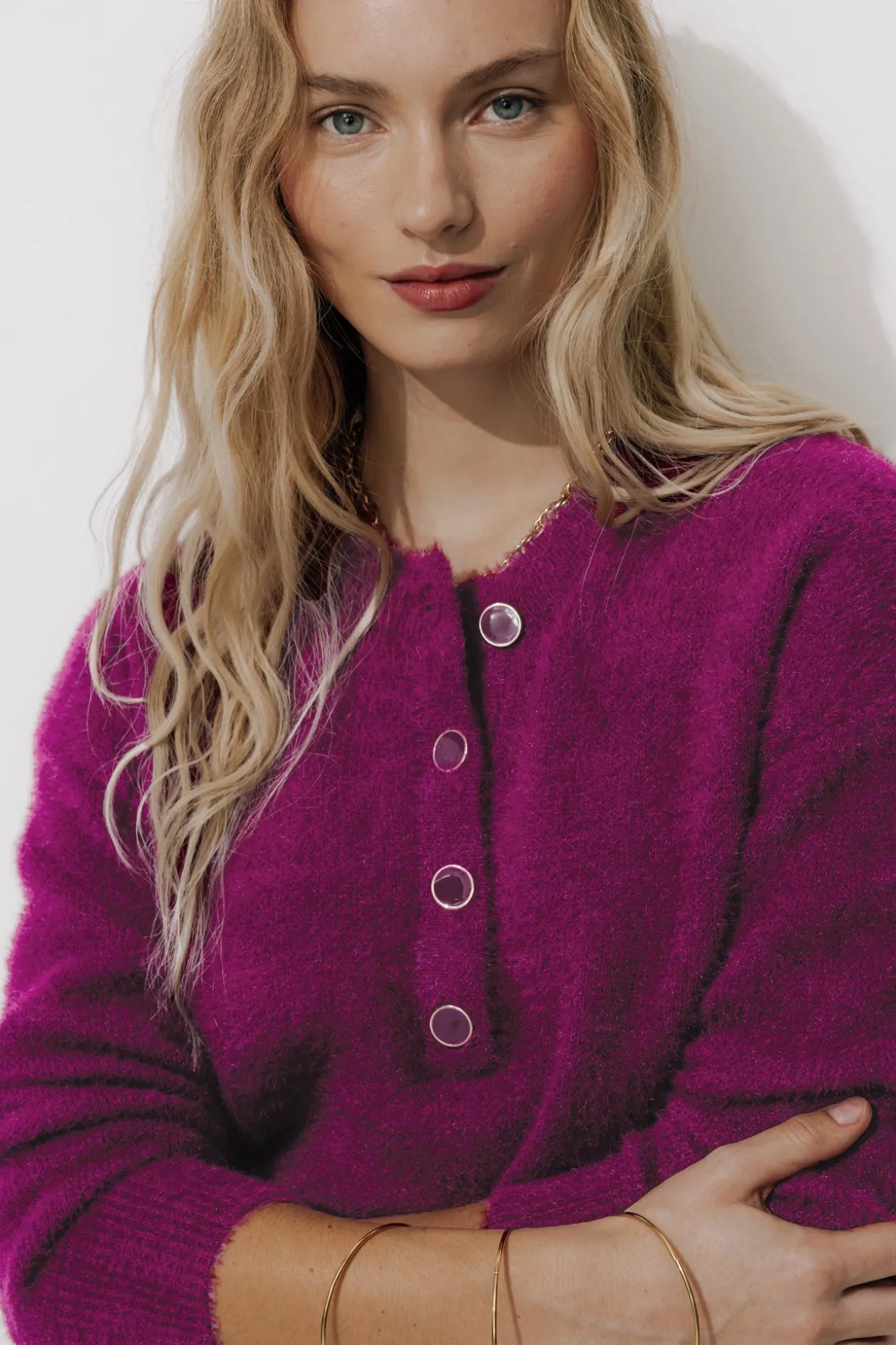 Promod Pull fluffy col rond Femme - Violet Store