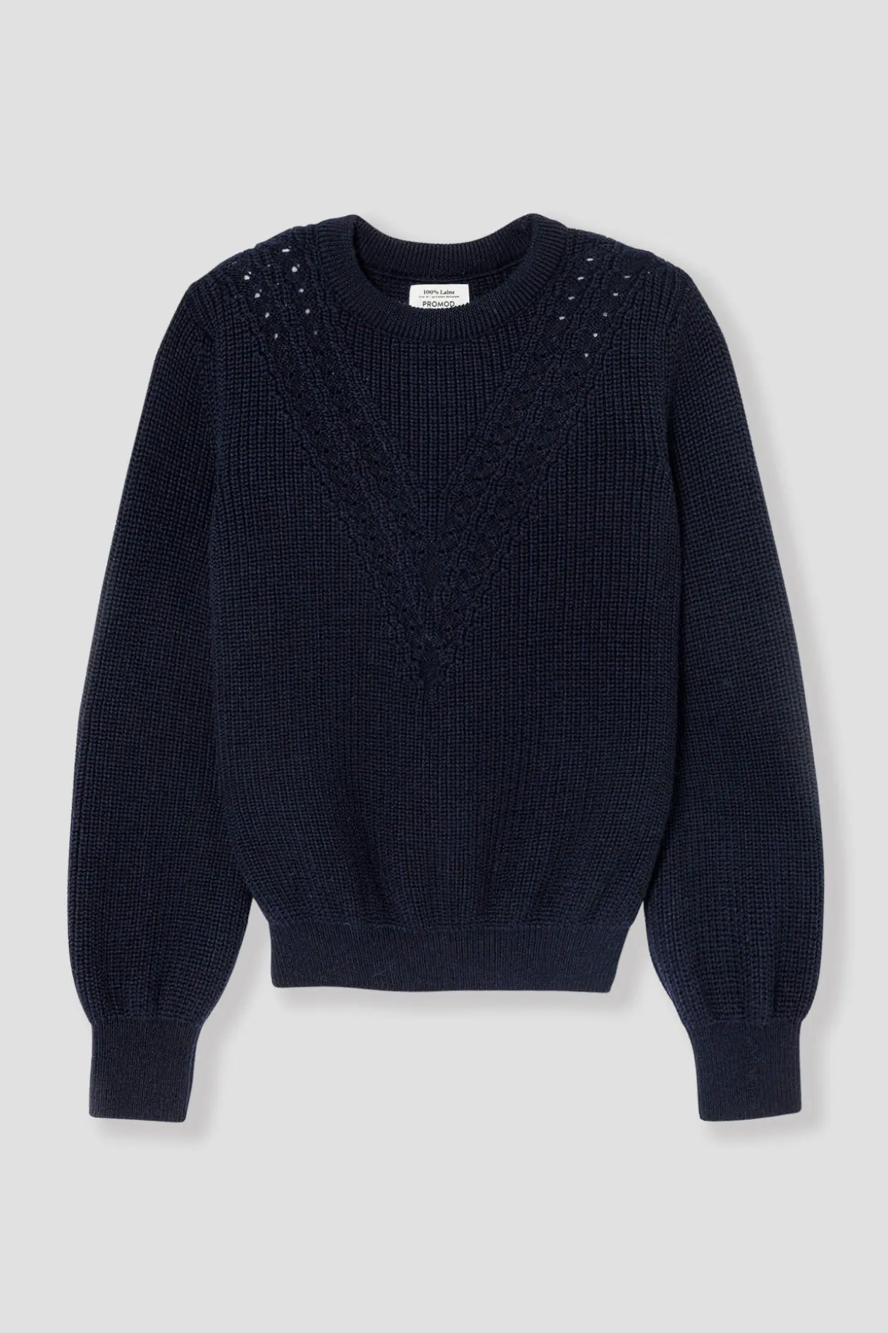 Promod Pull made in France 100% laine - Marine Discount