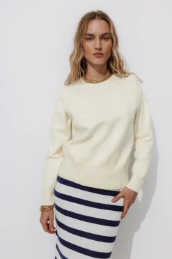 Promod Pull maille compacte uni Femme - Ecru Online