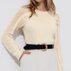 Promod Pull maille dentelle Femme - Ecru Hot