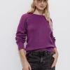 Promod Pull maille dentelle Femme - Violet Outlet