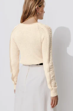 Promod Pull maille dentelle Femme - Ecru Hot