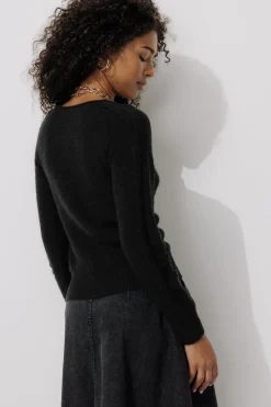 Promod Pull maille dentelle Femme - Noir Sale