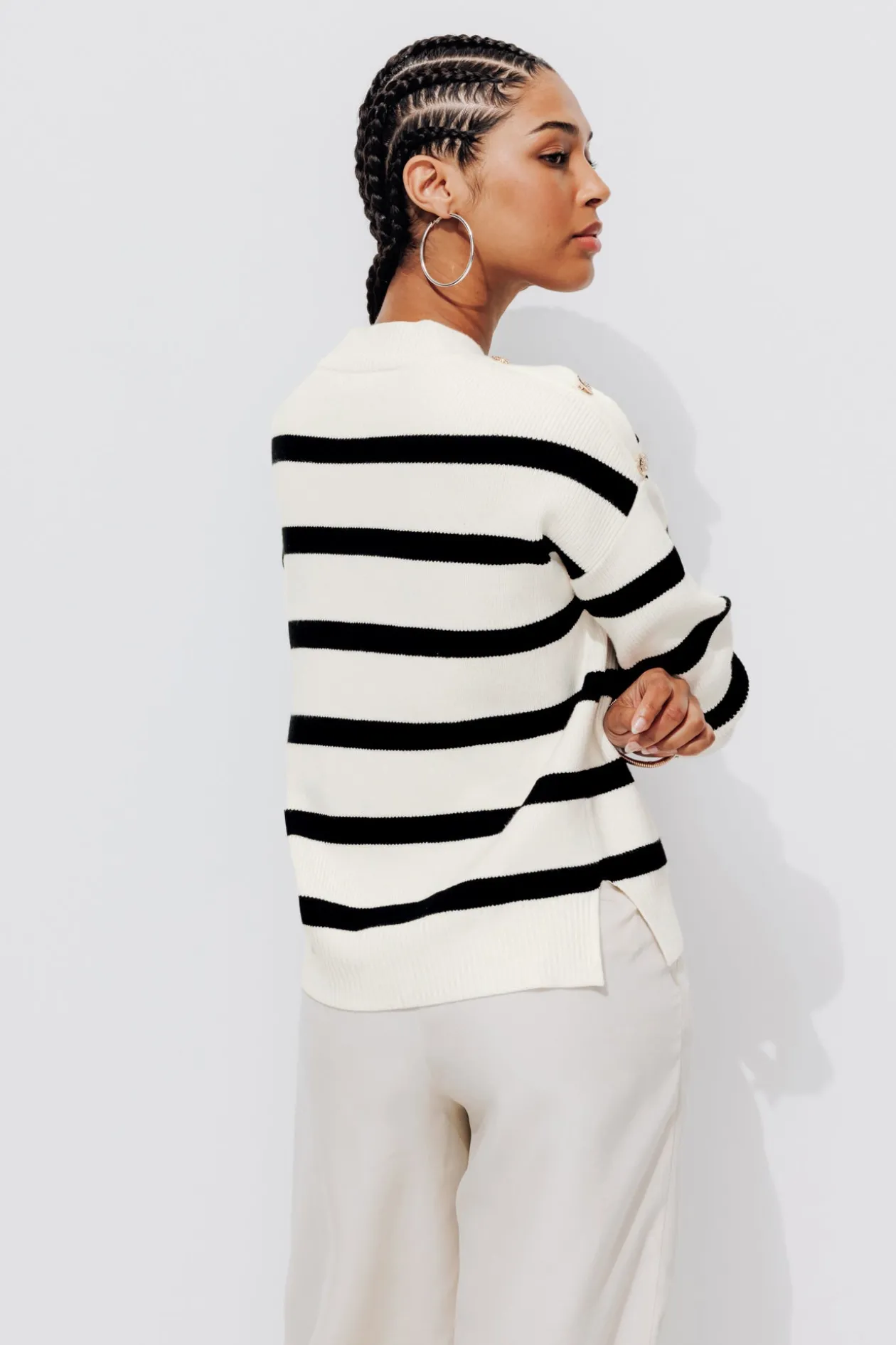 Promod Pull marin rayé Femme - Rayé écru Rayéécru Flash Sale