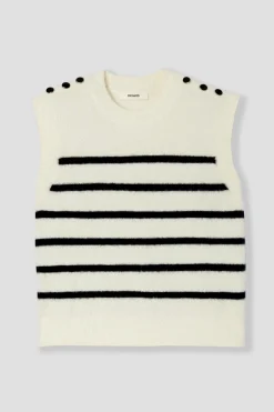 Promod Pull marinière sans manches - Rayé marine Rayémarine Cheap